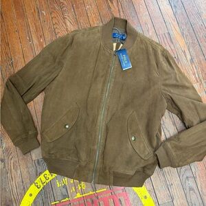 Ralph Lauren Olive Suede Bomber Jacket